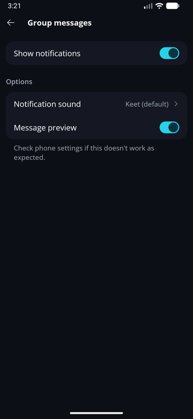 Notifications π Β· Mobile Group messages has its own notification sound and message preview settings.